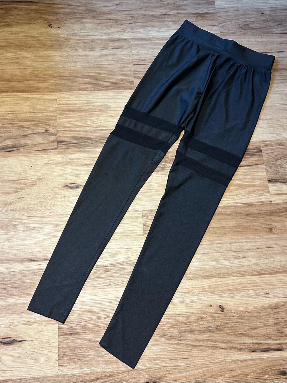Black Leggings with Mesh Cutouts